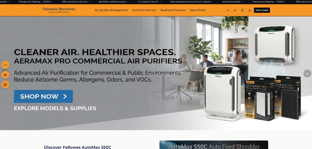 Fellowes Machines — page screenshot