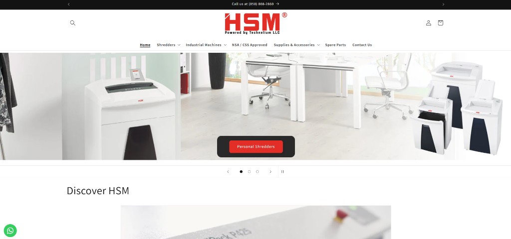 HSM Machines — page screenshot