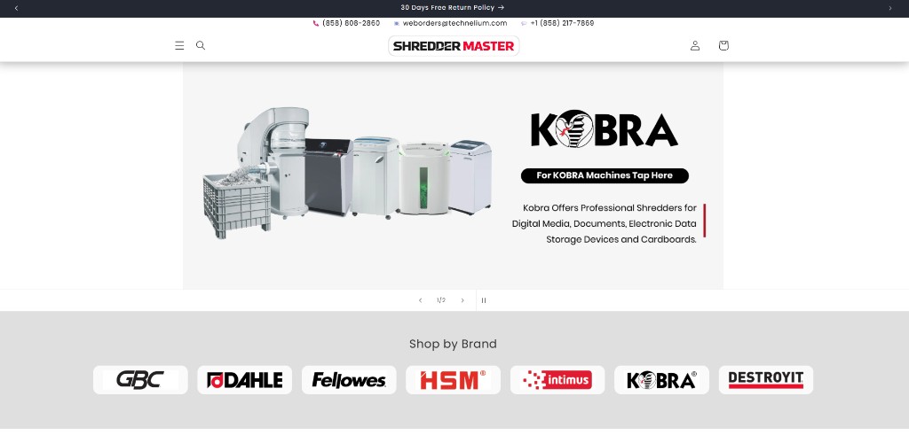 Shredder Master — page screenshot